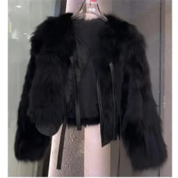 Ladies Lace Up Long Sleeves Imitation Fox Fur Jacket 2026 Female Faux Fur Tops Coat  Autumn Winter Women Fashion Plush Overcoat