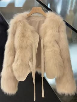Ladies Lace Up Long Sleeves Imitation Fox Fur Jacket 2026 Female Faux Fur Tops Coat  Autumn Winter Women Fashion Plush Overcoat