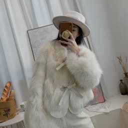 Ladies Lace Up Long Sleeves Imitation Fox Fur Jacket 2026 Female Faux Fur Tops Coat  Autumn Winter Women Fashion Plush Overcoat