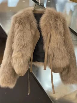 Ladies Lace Up Long Sleeves Imitation Fox Fur Jacket 2026 Female Faux Fur Tops Coat  Autumn Winter Women Fashion Plush Overcoat