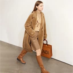 Amii Fur Coat 2026 Winter New Warm Office Lady Turn-Down Collar Full Wool Outerwears Straight Double-breasted Coat 12554013