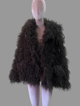 Nerazzurri Winter Short Oversized Warm Shaggy Fuzzy Striped Faux Mongolian Fur Coat Women High Quality Fluffy Hooded Jacket 2026