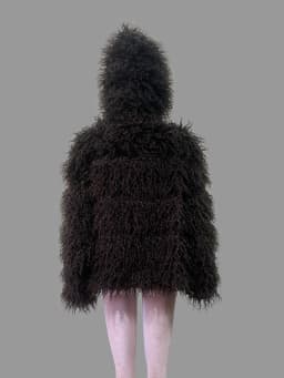 Nerazzurri Winter Short Oversized Warm Shaggy Fuzzy Striped Faux Mongolian Fur Coat Women High Quality Fluffy Hooded Jacket 2026
