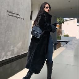 Long Faux Fur Coat Women Fashion Solid Color Artificial Mink Fur Jacket Winter Thick Warm Velvet Plush Overcoat Female Clothing