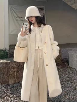 Winter Mink Fur Midi Coats Women Korean Loose Stand Collar Warm Parka Y2K Fashion Streetwear Baggy Faux Fur Outerwear New