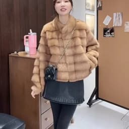 2026 Women Oversized Faux Mink Coat Stand Collar Snap Button Loose Fluffy Long Sleeve Warm Jacket Autumn Winter