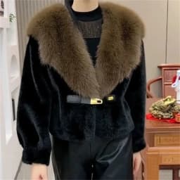 Korean Female Fashion Long Sleeves Fur Jacket Autumn Women High End Leopard Print Mink Faux Fur Coat Winter Ladies Plush Outwear