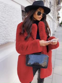 Luxury Autumn Winter Lapel Fur Coat Women Warm Thick Faux Fur Jacket Design Office Lady Outerwear Solid Long Sleeve Fur Cardigan