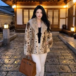 Autumn Winter Women Lapel Collar Leopard Faux Mink Fur Coat Adjustable Rope Waist Long Sleeve Warm Jacket Outerwear