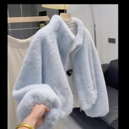 Women Casual Faux Fur Coat Stand Collar Zip Up Long Sleeve Oversized Fluffy Warm Trendy Cropped Jacket Fall Winter