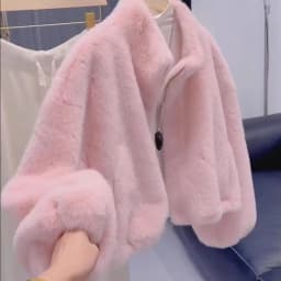 Women Casual Faux Fur Coat Stand Collar Zip Up Long Sleeve Oversized Fluffy Warm Trendy Cropped Jacket Fall Winter