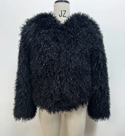 DEAT Fashion Brown Faux Fur Coat Women's Round Neck Loose Long Sleeves Thick Plush Short Jacket Winter New 7A1041