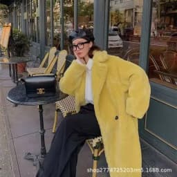 Faux Fur Coats Women Lamb Wool Long Coat Thick Warm Elegant Maxi Turn Down Collar Spring Outerwear Autumn Winter Jackets