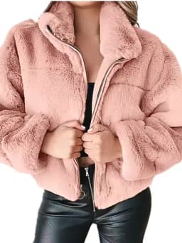 New Faux Rabbit Fur Coat for Women,Zipper Jacket,Turn-down Collar Outwear,Thick,Autumn and Winter,2026