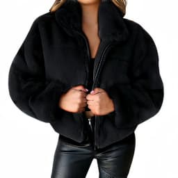New Faux Rabbit Fur Coat for Women,Zipper Jacket,Turn-down Collar Outwear,Thick,Autumn and Winter,2026