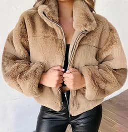 New Faux Rabbit Fur Coat for Women,Zipper Jacket,Turn-down Collar Outwear,Thick,Autumn and Winter,2026
