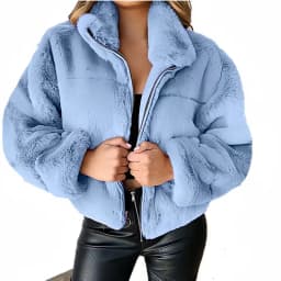 New Faux Rabbit Fur Coat for Women,Zipper Jacket,Turn-down Collar Outwear,Thick,Autumn and Winter,2026