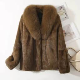 Real Rex Rabbit Fur Coat for Women, Autumn Winter Short Jacket Thick Warm New Fox Fur Collar Elegant Female Warm Outerwear