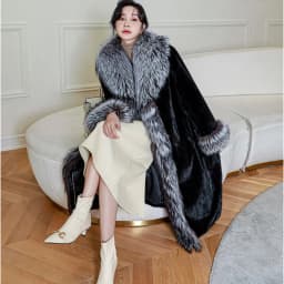 New women's warm fur coat winter leisure mink long coat loose windbreaker fox fur collar jacket