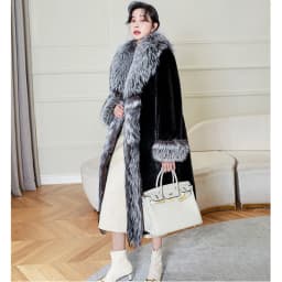 New women's warm fur coat winter leisure mink long coat loose windbreaker fox fur collar jacket