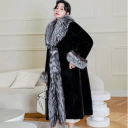New women's warm fur coat winter leisure mink long coat loose windbreaker fox fur collar jacket