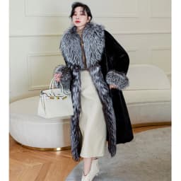 New women's warm fur coat winter leisure mink long coat loose windbreaker fox fur collar jacket