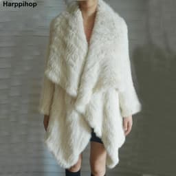 Women Fur Coats Colorful Real Rabbit Fur Coat Female Luxury Natural Knitted Rabbit Fur Winter Jacket 2019 New Fur Overcoat