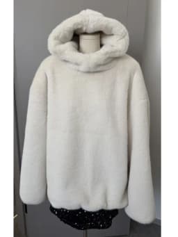 LGRQ 2026 Winter New Women's Fashion High-End Soft Faux Mink Fur Sweater Lazy Style Hoodies Pullover Top