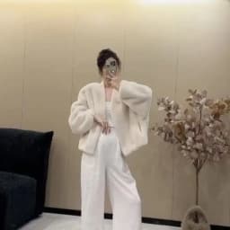 Women V-neck Short Coat Fake Mink Fur Mink Elegant Autumn Winter Coat