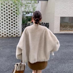Women V-neck Short Coat Fake Mink Fur Mink Elegant Autumn Winter Coat