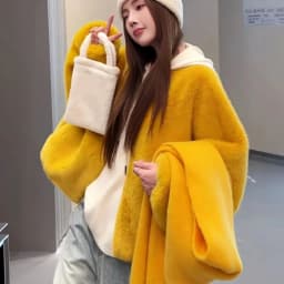 Women V-neck Short Coat Fake Mink Fur Mink Elegant Autumn Winter Coat