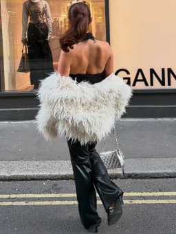 Tossy Female Fluffy Faux Fox Fur Jacket Overcoat Winter Loose Luxury Long Sleeve High Waist Patchwork Coat Women's Outwear 2025