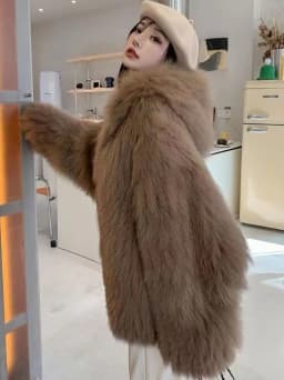 DEAT Fashion Malachite Green Faux Fur Coat Women's Hooded Loose Long Sleeves Plush Thick Jacket Winter New 7A1851