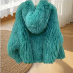 DEAT Fashion Malachite Green Faux Fur Coat Women's Hooded Loose Long Sleeves Plush Thick Jacket Winter New 7A1851