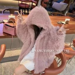 DEAT Fashion Malachite Green Faux Fur Coat Women's Hooded Loose Long Sleeves Plush Thick Jacket Winter New 7A1851