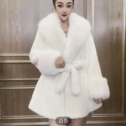 Winter Women Fashion Thickened Imitation Mink Plush Belted Coat