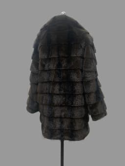 Nerazzurri Autumn Winter Brown Striped Thick Warm Faux Mink Fur Coat Women Elegant Luxury High Quality Chic Fluffy Jacket 2026