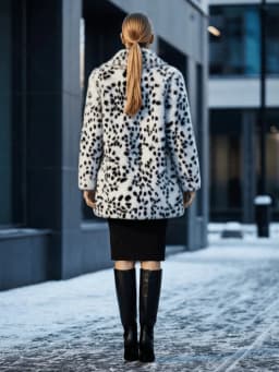 Women's faux fur coat, long and soft fur trim, suitable for autumn and winter, providing warmth and comfort for casual wear.