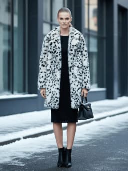 Women's faux fur coat, long and soft fur trim, suitable for autumn and winter, providing warmth and comfort for casual wear.