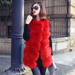 HJQJLJLS 2021 Winter New Women Long Warm Faux Fox Fur Vest Woman Fluffy Artificial Fur Coat Female Fake Fur Sleeveless Jacket