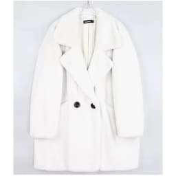 Mauroicardi Winter Oversized Purple Warm White Faux Fur Coat Women Long Sleeve Double Breasted Loose Casual Soft Fluffy Jacket
