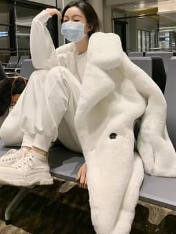 Mauroicardi Winter Oversized Purple Warm White Faux Fur Coat Women Long Sleeve Double Breasted Loose Casual Soft Fluffy Jacket