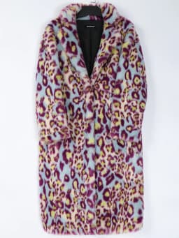 Nerazzurri Multicolor Long Colorful Leopard Print Faux Fur Coat Women Warm Thick Womens Fashions Winter Clothes 2022 5xl 6xl 7xl