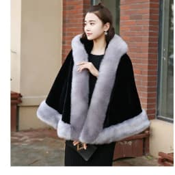Women's new winter faux fur shawl cape style short Haining faux fox fur thick hooded windbreaker women jacket coats for women
