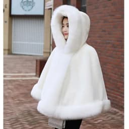 Women's new winter faux fur shawl cape style short Haining faux fox fur thick hooded windbreaker women jacket coats for women