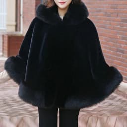 Women's new winter faux fur shawl cape style short Haining faux fox fur thick hooded windbreaker women jacket coats for women
