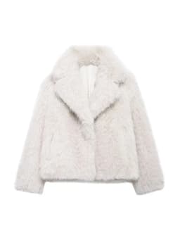 Women's Thick Warm Faux Fur Jacket, Long Sleeve Coat, Lapel Collar, Female Outerwear, Chic Tops, Fashion