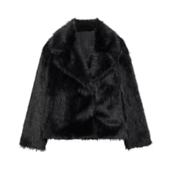 Women's Thick Warm Faux Fur Jacket, Long Sleeve Coat, Lapel Collar, Female Outerwear, Chic Tops, Fashion