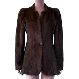 Mauroicardi Autumn Winter Short Brown Warm Soft Fitted Faux Mink Fur Blazer Women Elegant Luxury Chic Skirted Fluffy Jacket Coat