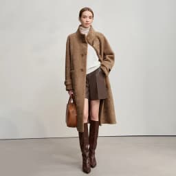 Amii Women's Coat 2025 Winter New Loose Long Half-high Collar Long Sleeves Coat Women Straight Elegant Warm Outerwear 12554010